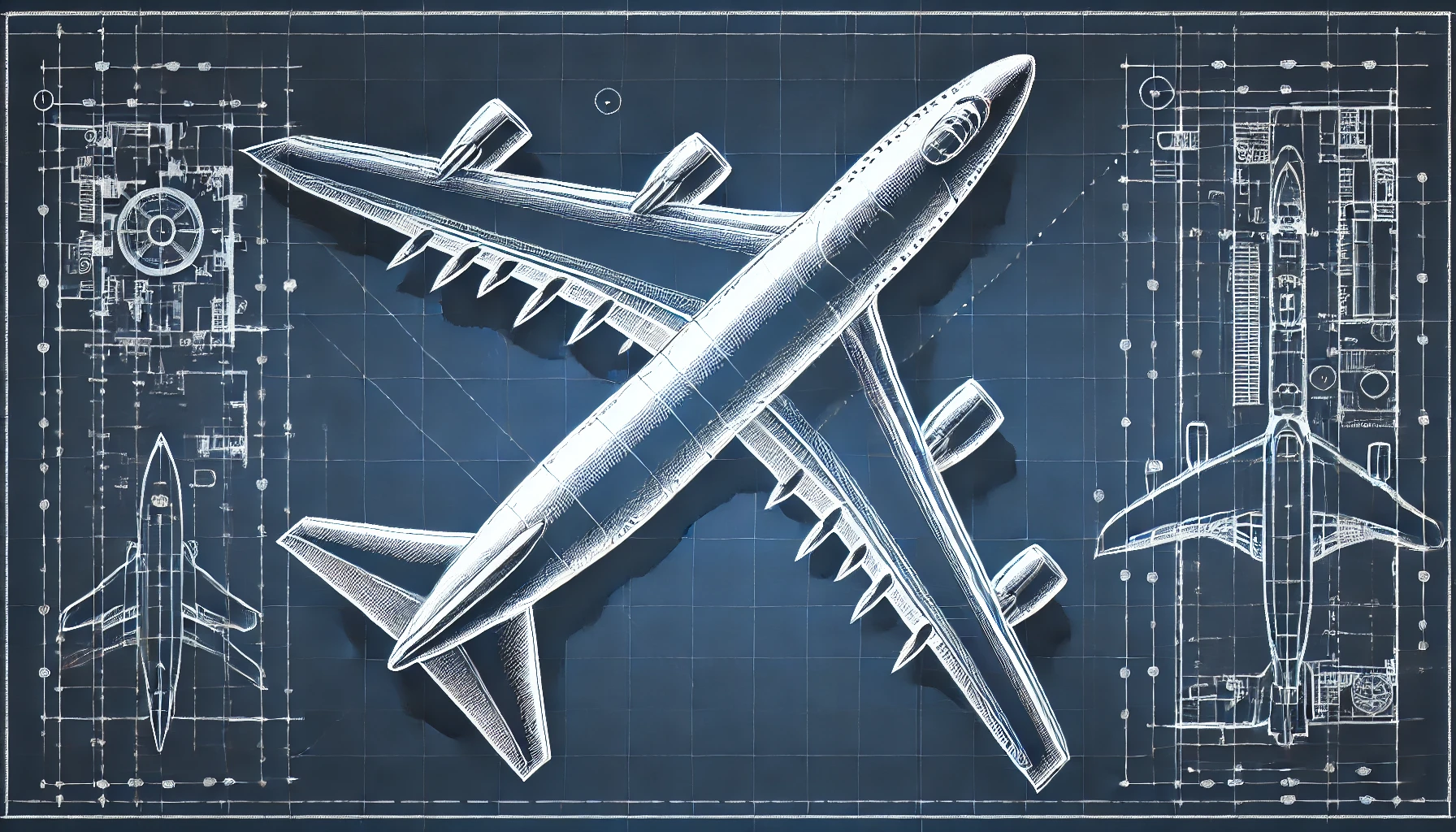 Blueprint with an airplane